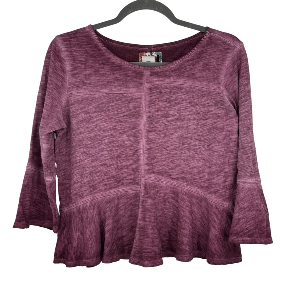 *Women’s Anthropologie Akemi + Kin Size XSP Maroon Cotton Tunic w Peplum Hem